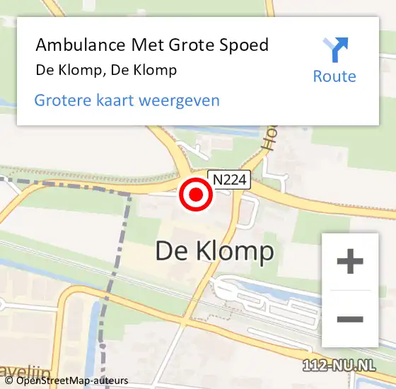 Locatie op kaart van de 112 melding: Ambulance Met Grote Spoed Naar De Klomp, De Klomp op 27 maart 2024 01:55