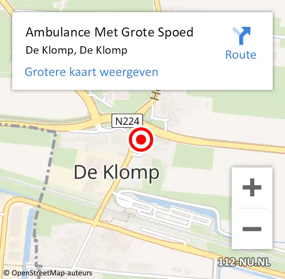 Locatie op kaart van de 112 melding: Ambulance Met Grote Spoed Naar De Klomp, De Klomp op 27 maart 2024 02:03