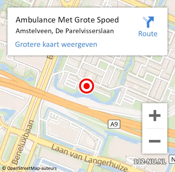 Locatie op kaart van de 112 melding: Ambulance Met Grote Spoed Naar Amstelveen, De Parelvisserslaan op 27 maart 2024 02:38