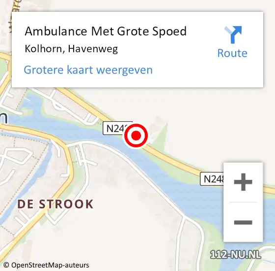 Locatie op kaart van de 112 melding: Ambulance Met Grote Spoed Naar Kolhorn, Havenweg op 27 maart 2024 03:13