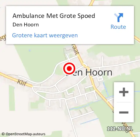 Locatie op kaart van de 112 melding: Ambulance Met Grote Spoed Naar Den Hoorn op 27 maart 2024 04:01