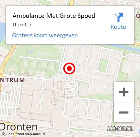 Locatie op kaart van de 112 melding: Ambulance Met Grote Spoed Naar Dronten op 27 maart 2024 04:05