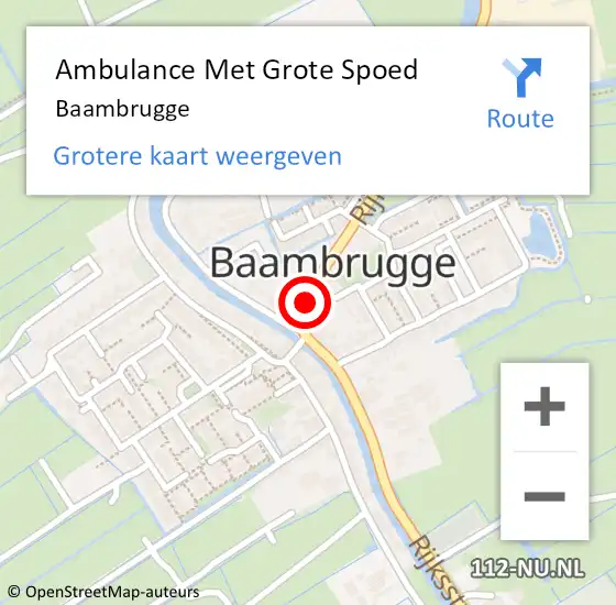 Locatie op kaart van de 112 melding: Ambulance Met Grote Spoed Naar Baambrugge op 27 maart 2024 04:57