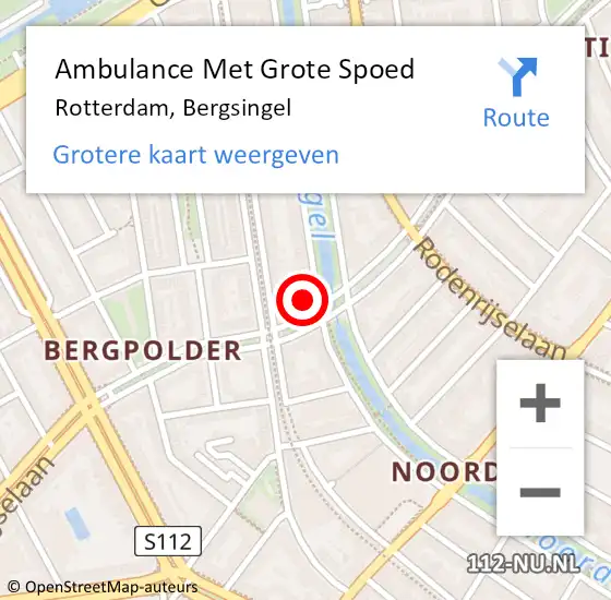 Locatie op kaart van de 112 melding: Ambulance Met Grote Spoed Naar Rotterdam, Bergsingel op 27 maart 2024 05:39