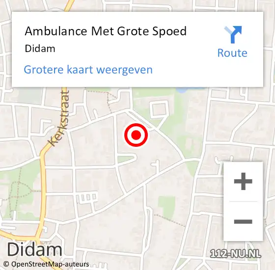 Locatie op kaart van de 112 melding: Ambulance Met Grote Spoed Naar Didam op 27 maart 2024 06:46