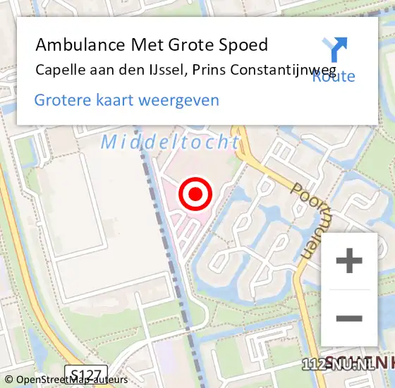 Locatie op kaart van de 112 melding: Ambulance Met Grote Spoed Naar Capelle aan den IJssel, Prins Constantijnweg op 27 maart 2024 07:02