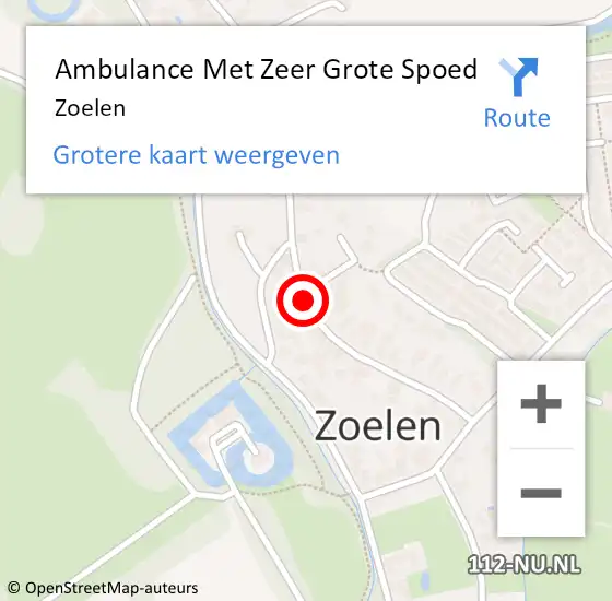Locatie op kaart van de 112 melding: Ambulance Met Zeer Grote Spoed Naar Zoelen op 27 maart 2024 07:03