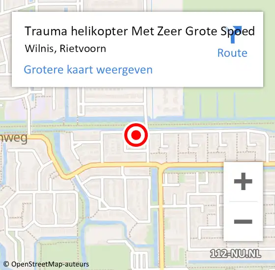 Locatie op kaart van de 112 melding: Trauma helikopter Met Zeer Grote Spoed Naar Wilnis, Rietvoorn op 27 maart 2024 07:37