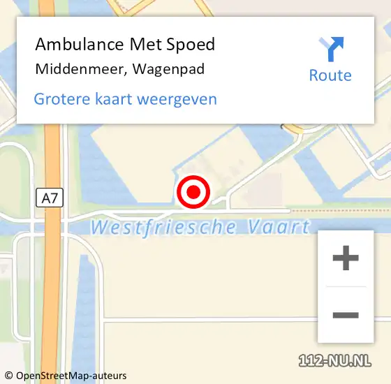 Locatie op kaart van de 112 melding: Ambulance Met Spoed Naar Middenmeer, Wagenpad op 27 maart 2024 07:41
