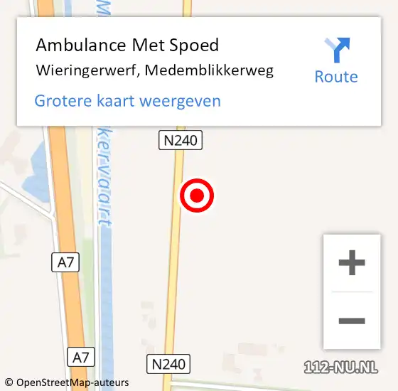 Locatie op kaart van de 112 melding: Ambulance Met Spoed Naar Wieringerwerf, Medemblikkerweg op 27 maart 2024 07:46