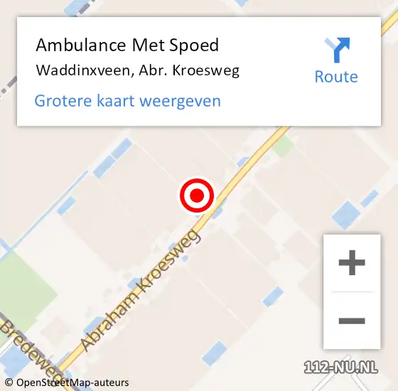 Locatie op kaart van de 112 melding: Ambulance Met Spoed Naar Waddinxveen, Abr. Kroesweg op 27 maart 2024 08:12