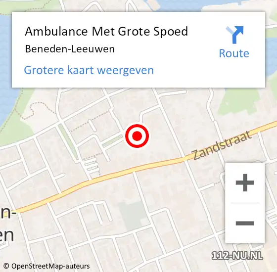 Locatie op kaart van de 112 melding: Ambulance Met Grote Spoed Naar Beneden-Leeuwen op 27 maart 2024 08:43
