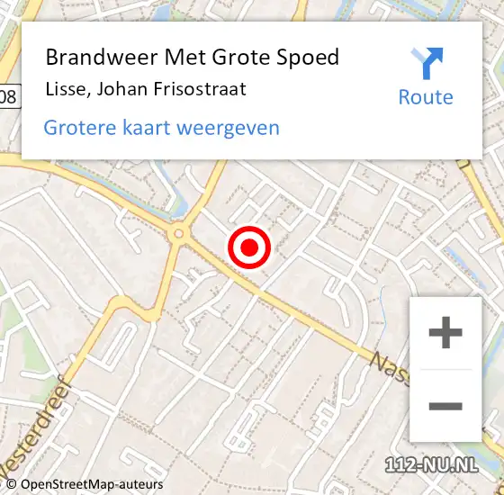 Locatie op kaart van de 112 melding: Brandweer Met Grote Spoed Naar Lisse, Johan Frisostraat op 27 maart 2024 08:48