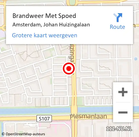 Locatie op kaart van de 112 melding: Brandweer Met Spoed Naar Amsterdam, Johan Huizingalaan op 27 maart 2024 09:01