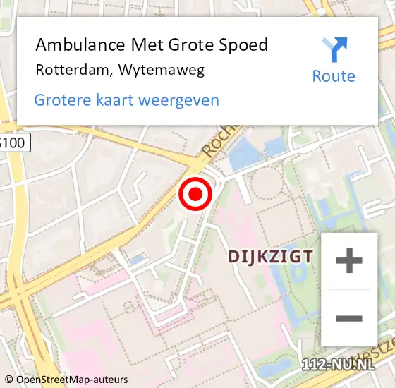 Locatie op kaart van de 112 melding: Ambulance Met Grote Spoed Naar Rotterdam, Wytemaweg op 27 maart 2024 09:04
