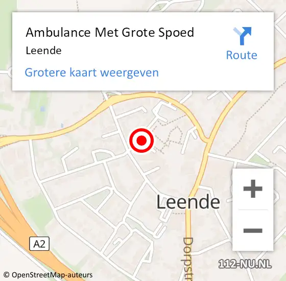 Locatie op kaart van de 112 melding: Ambulance Met Grote Spoed Naar Leende op 27 maart 2024 09:15