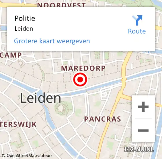 Locatie op kaart van de 112 melding: Politie Leiden op 27 maart 2024 09:26