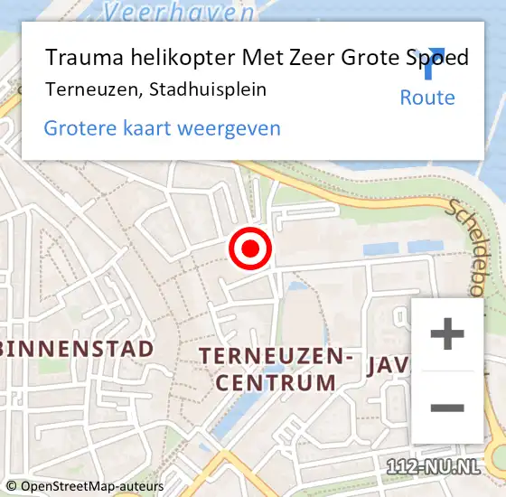 Locatie op kaart van de 112 melding: Trauma helikopter Met Zeer Grote Spoed Naar Terneuzen, Stadhuisplein op 27 maart 2024 09:33