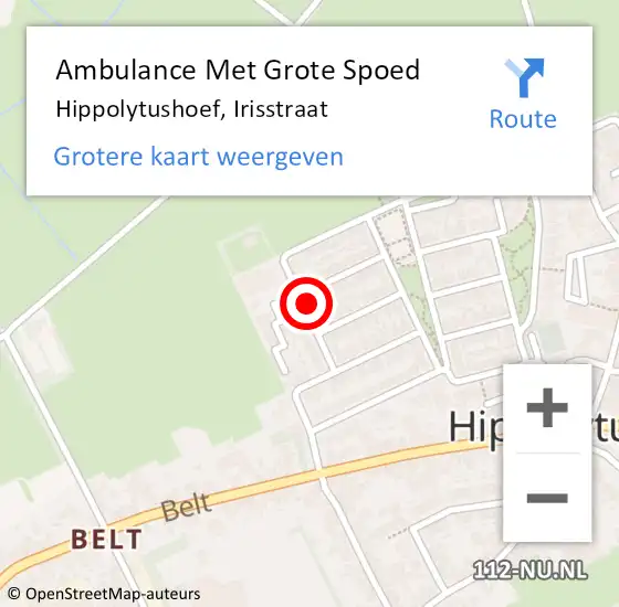 Locatie op kaart van de 112 melding: Ambulance Met Grote Spoed Naar Hippolytushoef, Irisstraat op 27 maart 2024 09:36