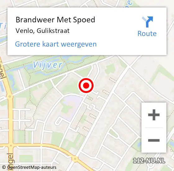Locatie op kaart van de 112 melding: Brandweer Met Spoed Naar Venlo, Gulikstraat op 27 maart 2024 09:41