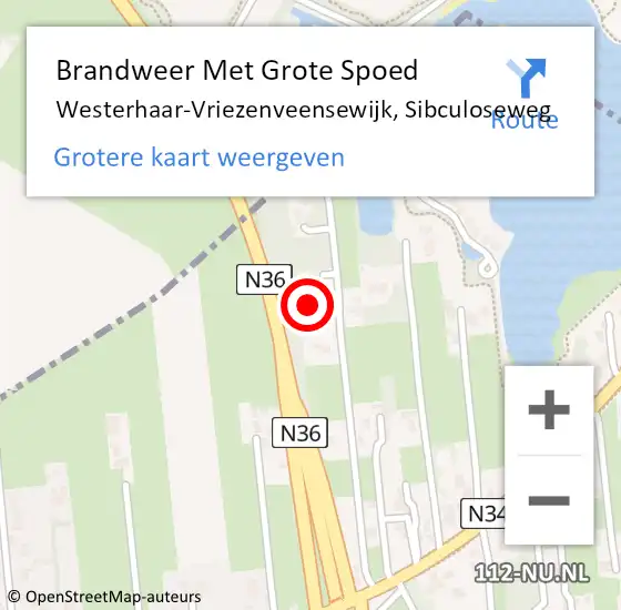 Locatie op kaart van de 112 melding: Brandweer Met Grote Spoed Naar Westerhaar-Vriezenveensewijk, Sibculoseweg op 27 maart 2024 09:42