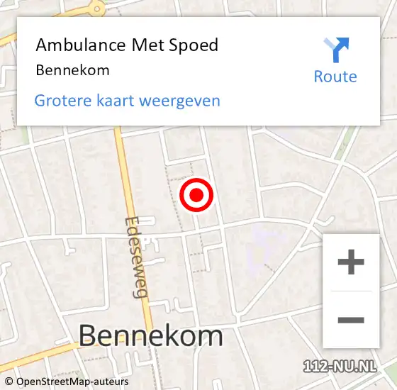 Locatie op kaart van de 112 melding: Ambulance Met Spoed Naar Bennekom op 27 maart 2024 09:49