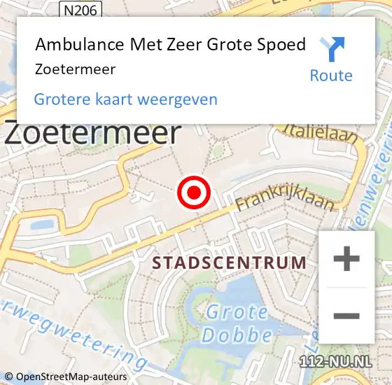 Locatie op kaart van de 112 melding: Ambulance Met Zeer Grote Spoed Naar Zoetermeer op 27 maart 2024 09:52