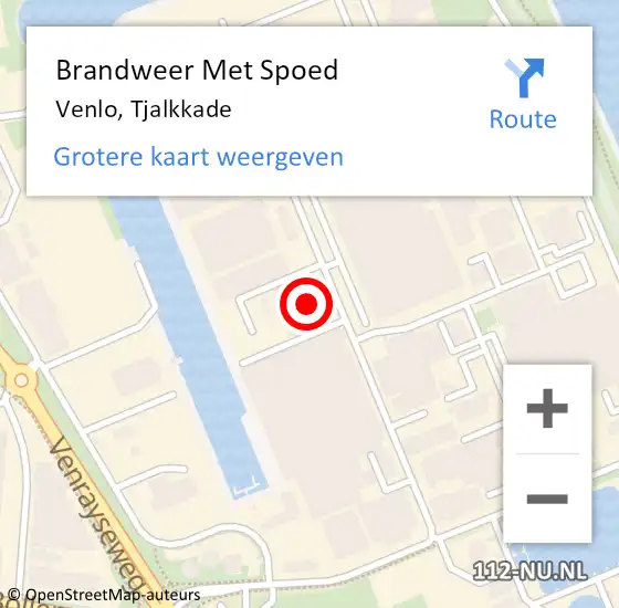 Locatie op kaart van de 112 melding: Brandweer Met Spoed Naar Venlo, Tjalkkade op 27 maart 2024 09:53