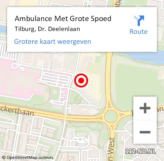 Locatie op kaart van de 112 melding: Ambulance Met Grote Spoed Naar Tilburg, Dr. Deelenlaan op 27 maart 2024 10:06