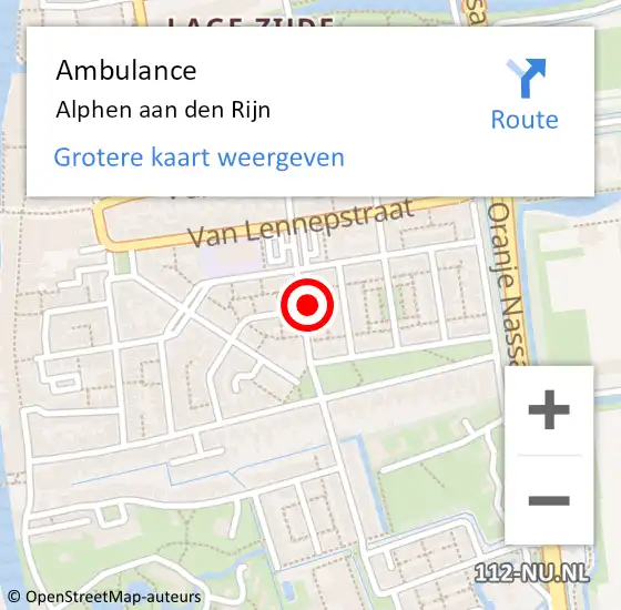 Locatie op kaart van de 112 melding: Ambulance Alphen aan den Rijn op 27 maart 2024 10:16
