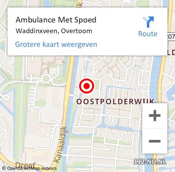 Locatie op kaart van de 112 melding: Ambulance Met Spoed Naar Waddinxveen, Overtoom op 27 maart 2024 10:19