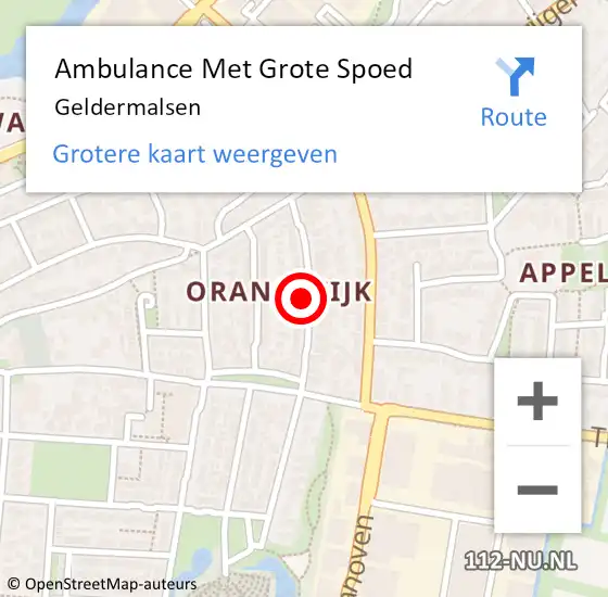 Locatie op kaart van de 112 melding: Ambulance Met Grote Spoed Naar Geldermalsen op 27 maart 2024 10:23