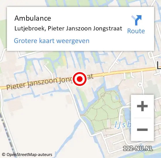 Locatie op kaart van de 112 melding: Ambulance Lutjebroek, Pieter Janszoon Jongstraat op 27 maart 2024 10:26