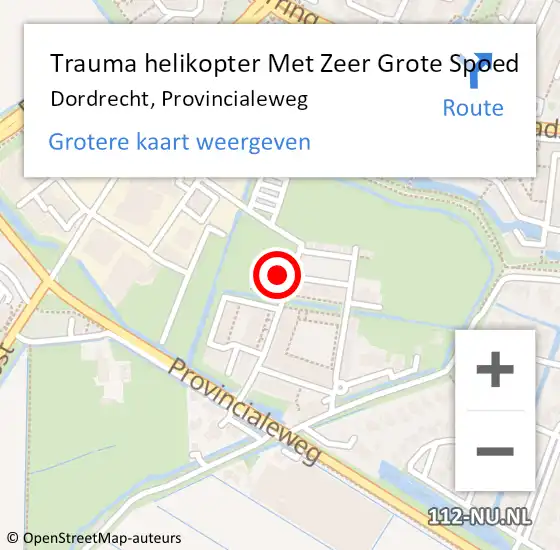 Locatie op kaart van de 112 melding: Trauma helikopter Met Zeer Grote Spoed Naar Dordrecht, Provincialeweg op 27 maart 2024 10:26