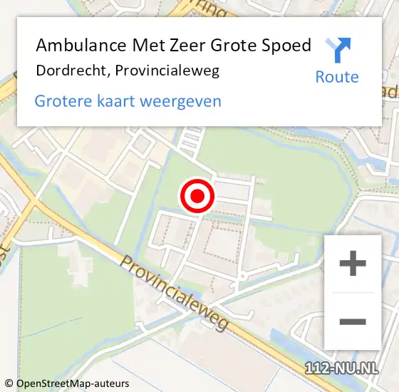 Locatie op kaart van de 112 melding: Ambulance Met Zeer Grote Spoed Naar Dordrecht, Provincialeweg op 27 maart 2024 10:28