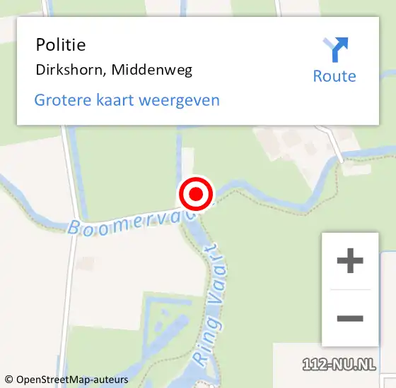 Locatie op kaart van de 112 melding: Politie Dirkshorn, Middenweg op 27 maart 2024 10:44