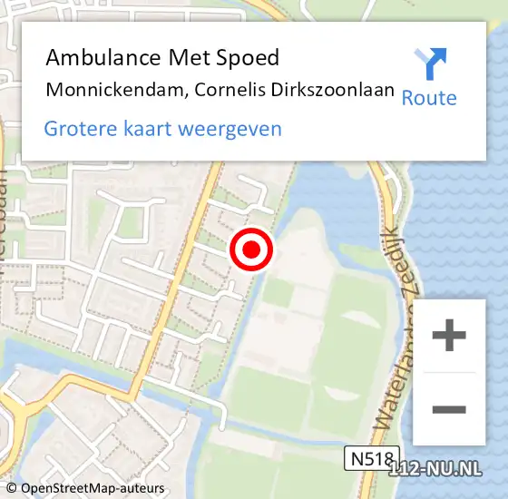 Locatie op kaart van de 112 melding: Ambulance Met Spoed Naar Monnickendam, Cornelis Dirkszoonlaan op 27 maart 2024 10:47