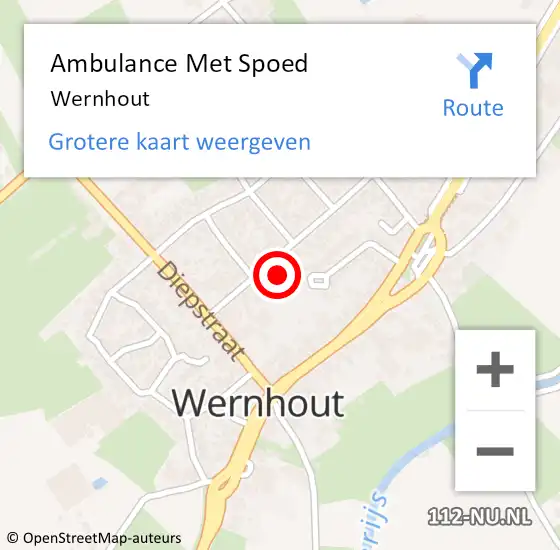 Locatie op kaart van de 112 melding: Ambulance Met Spoed Naar Wernhout op 27 maart 2024 10:54