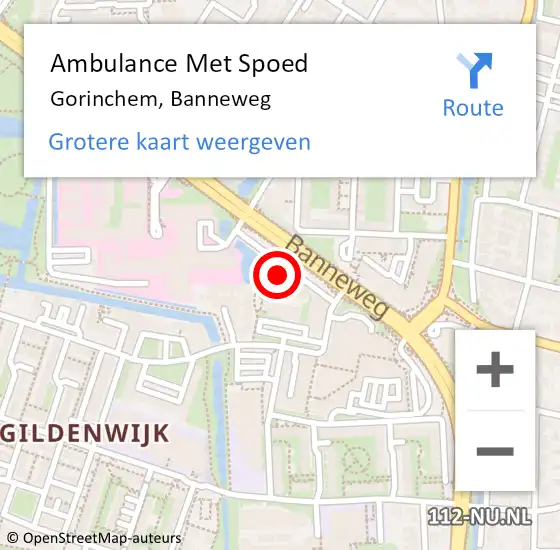 Locatie op kaart van de 112 melding: Ambulance Met Spoed Naar Gorinchem, Banneweg op 27 maart 2024 11:02