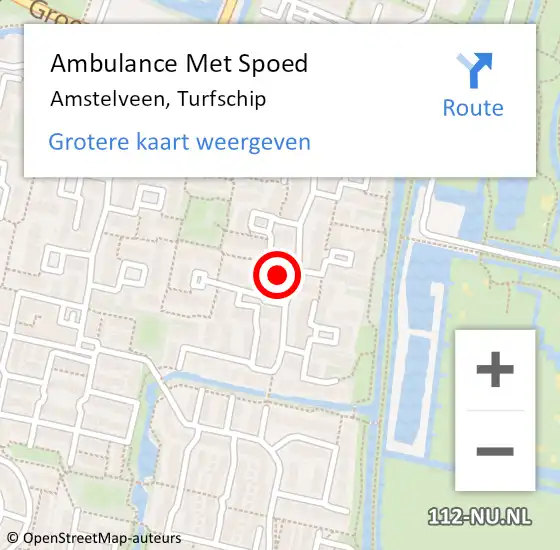 Locatie op kaart van de 112 melding: Ambulance Met Spoed Naar Amstelveen, Turfschip op 27 maart 2024 11:03