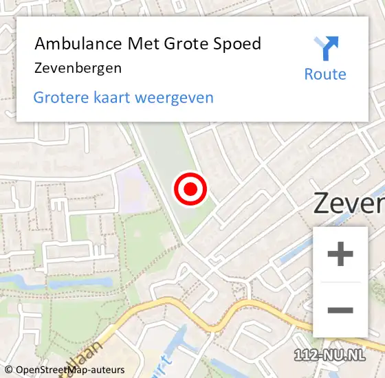 Locatie op kaart van de 112 melding: Ambulance Met Grote Spoed Naar Zevenbergen op 27 maart 2024 11:09