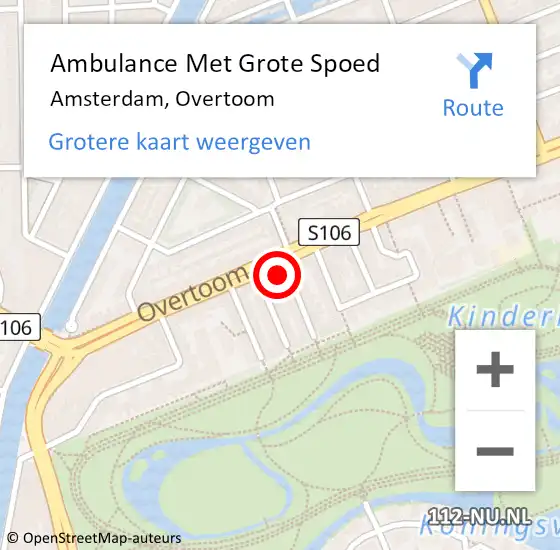 Locatie op kaart van de 112 melding: Ambulance Met Grote Spoed Naar Amsterdam, Overtoom op 27 maart 2024 11:16