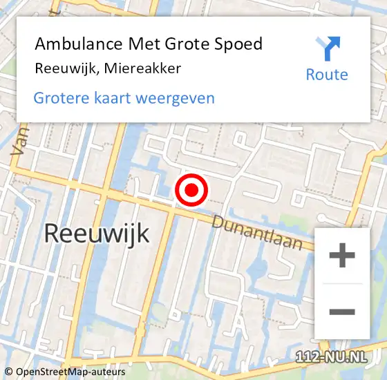 Locatie op kaart van de 112 melding: Ambulance Met Grote Spoed Naar Reeuwijk, Miereakker op 27 maart 2024 11:23