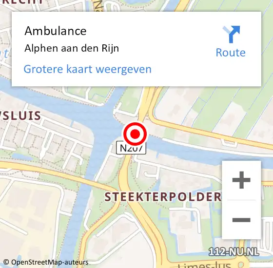 Locatie op kaart van de 112 melding: Ambulance Alphen aan den Rijn op 27 maart 2024 11:24