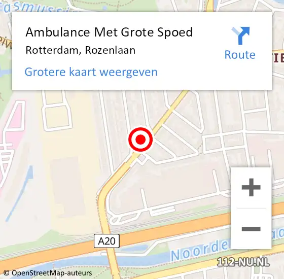 Locatie op kaart van de 112 melding: Ambulance Met Grote Spoed Naar Rotterdam, Rozenlaan op 27 maart 2024 11:29