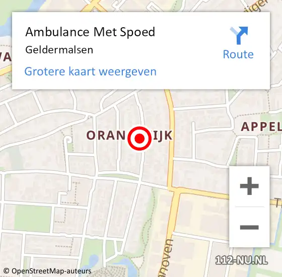 Locatie op kaart van de 112 melding: Ambulance Met Spoed Naar Geldermalsen op 27 maart 2024 11:43