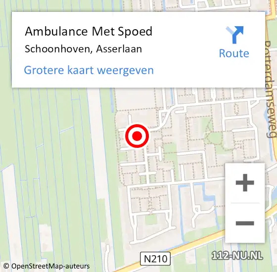 Locatie op kaart van de 112 melding: Ambulance Met Spoed Naar Schoonhoven, Asserlaan op 27 maart 2024 11:47