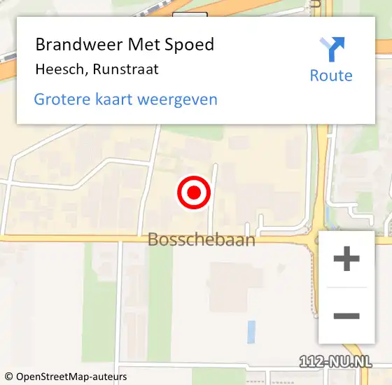 Locatie op kaart van de 112 melding: Brandweer Met Spoed Naar Heesch, Runstraat op 27 maart 2024 12:01
