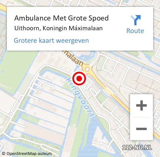 Locatie op kaart van de 112 melding: Ambulance Met Grote Spoed Naar Uithoorn, Koningin Máximalaan op 27 maart 2024 12:09