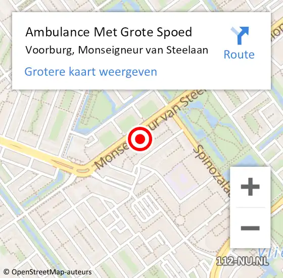 Locatie op kaart van de 112 melding: Ambulance Met Grote Spoed Naar Voorburg, Monseigneur van Steelaan op 27 maart 2024 12:11